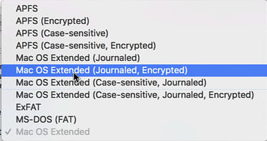 Mac OS Extended (Journaled, Encrypted(